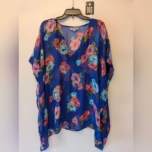Tramp Blue Floral‎ Sheer Top